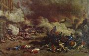 Da the avslojades ,att king had consort with France enemies charge a rebellion crowd the 10 august Tuilerierna unknow artist